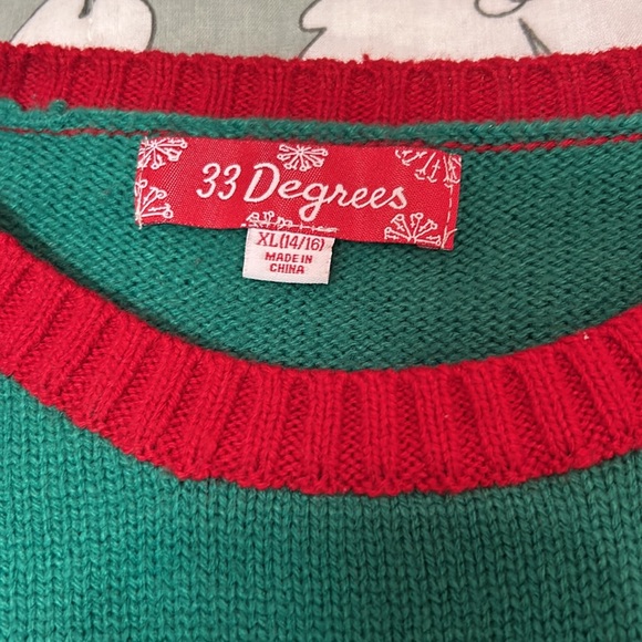 33 Degrees Girls Sequin Unicorns Ugly Christmas Sweater Tunic Candy Cane XL - Picture 11 of 14